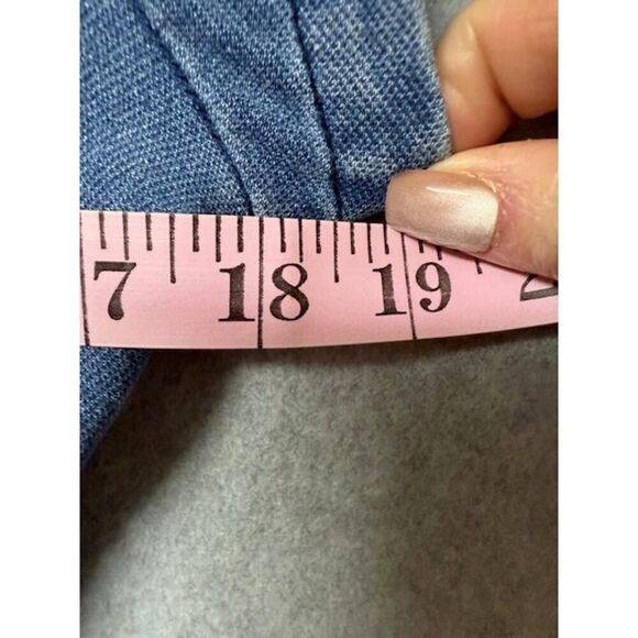 Guess Denim Mini Snap Up Stretchy Short Sleeve Dress L Large - Picture 4 of 5